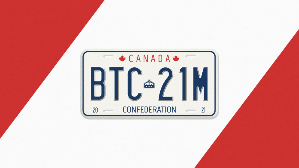 A Canadian license plate that has Bitcoin (BTC) and a reference to its 21 million supply for this ETF story.