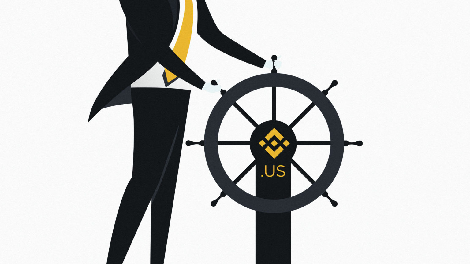 Binance US has a new chief exec which will steer it in the right direction, hopefully, so this is an image of a man in a suit steering a ship.