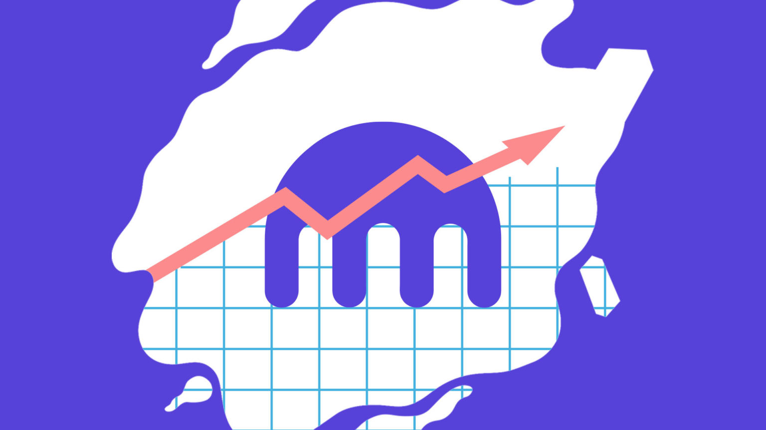 Kraken logo sitting on top of a graph showing an upward curve ahead of IPO