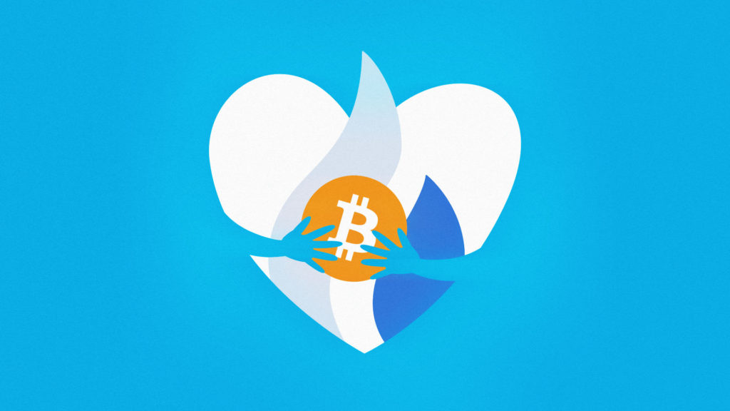 This is the UNICEF heart hugging Bitcoin because Huobi just donated 7 BTC.