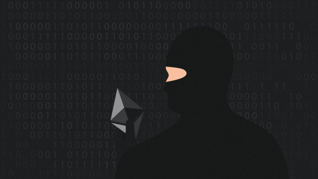 Crypto hackers are targetting DeFi platforms and this thief is holding an Ethereum logo.