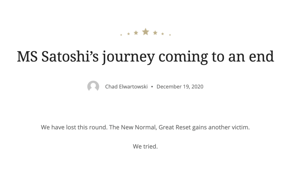 MS Satoshi is truly the Forrest Gump of cruise ships, having survived swine flu before stomaching a crypto seasteading experiment off Panama.